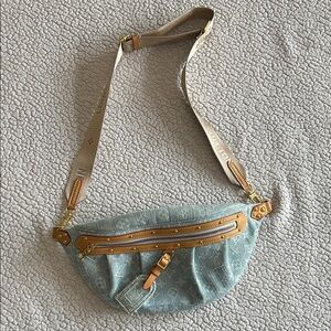 Stylish Blue and Tan Women's Bag